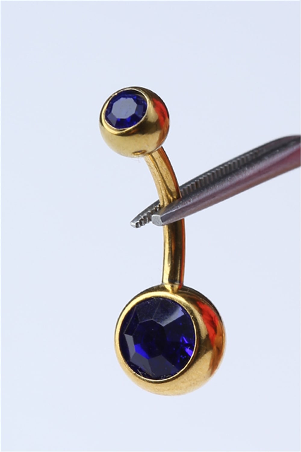 Düz Safir Taş Göbek Gold Piercing