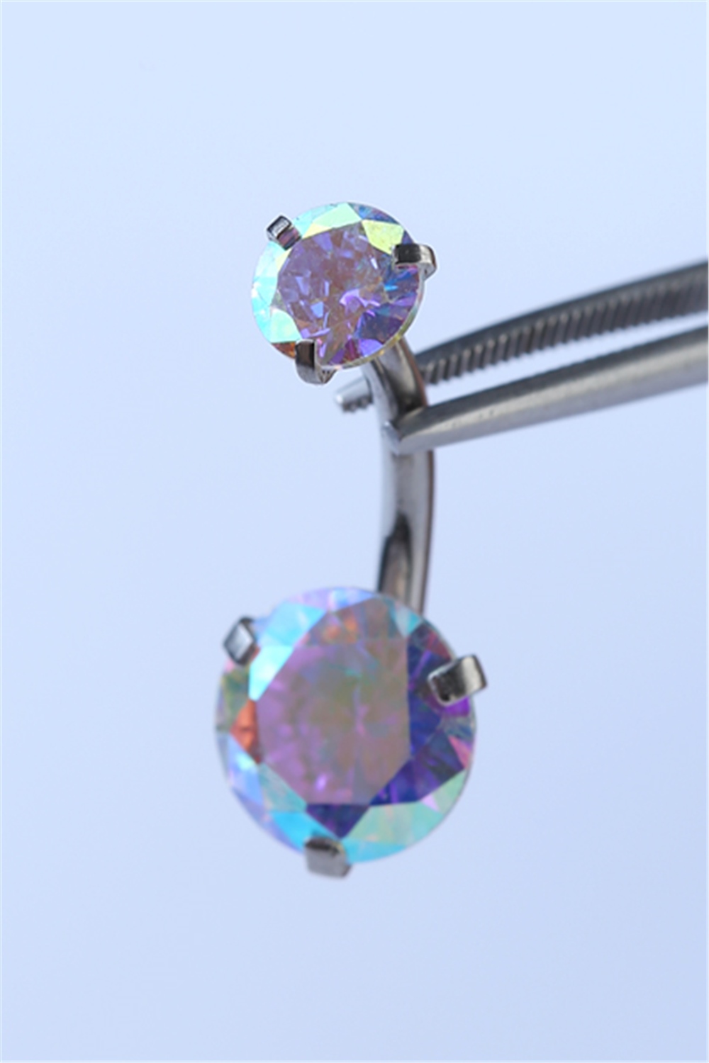 Hologram Tek Taş Orta Boy Göbek Silver Piercing 