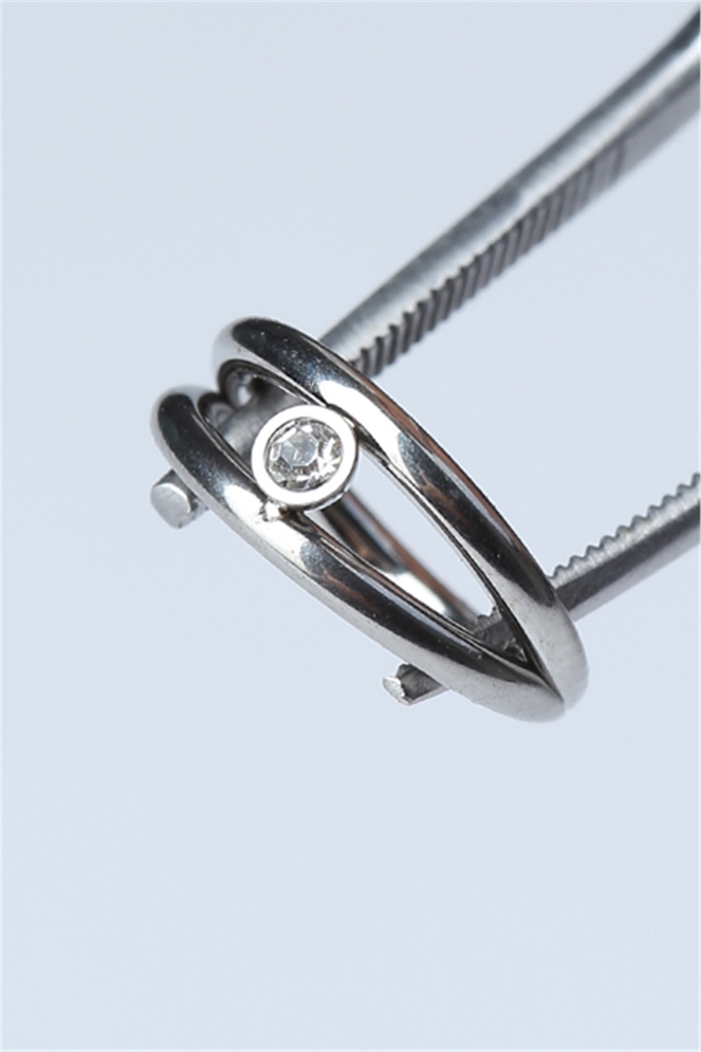 İki Sıra Taşlı Gizli Kilit Halka Silver Piercing