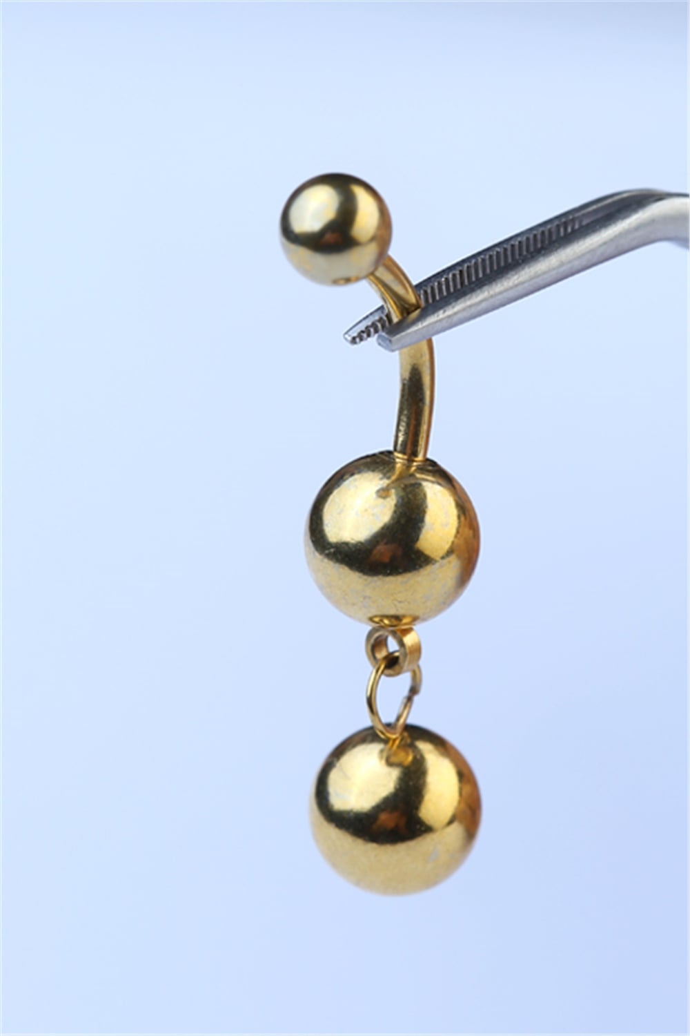 İki Top Sallantı Göbek Gold Piercing