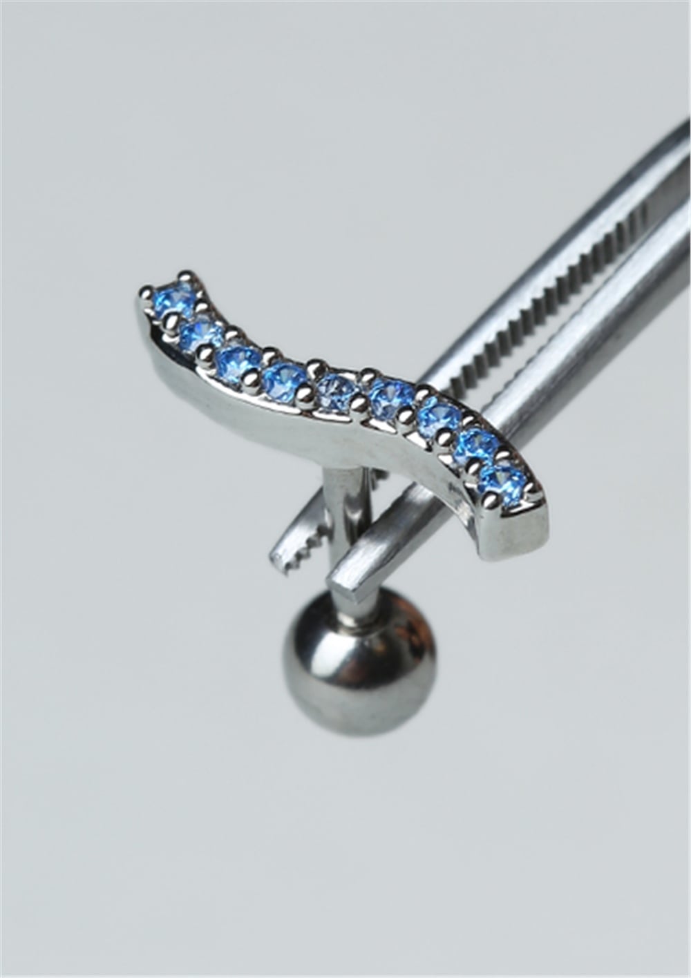 İnce S Mavi Taş Silver Piercing