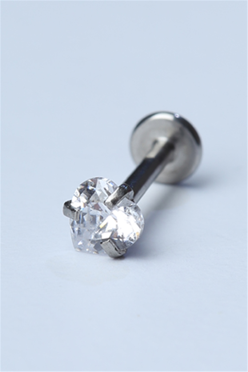 Kalp Taş Labret Büyük Boy Silver Piercing