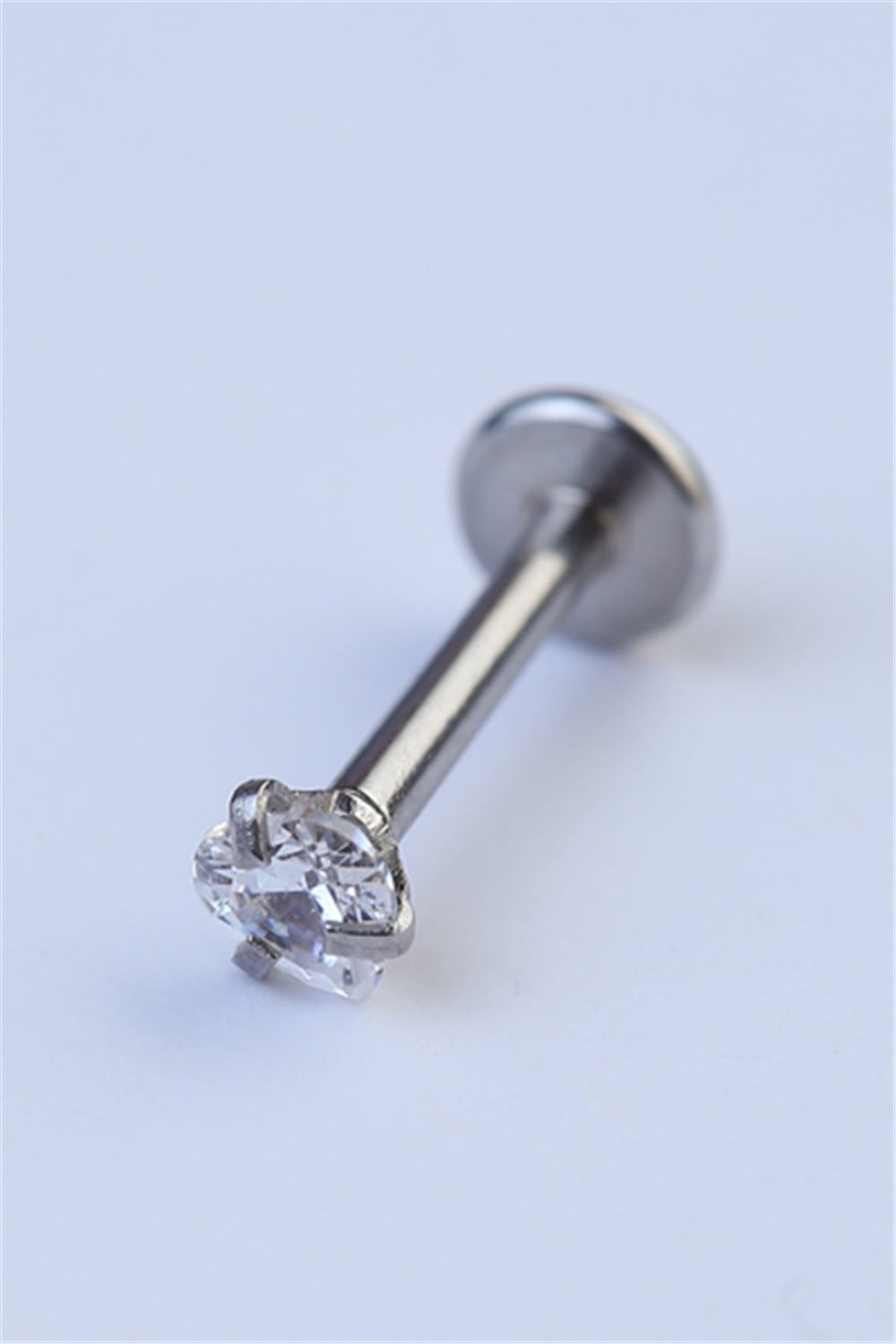 Kalp Taş Labret Orta Boy Silver Piercing