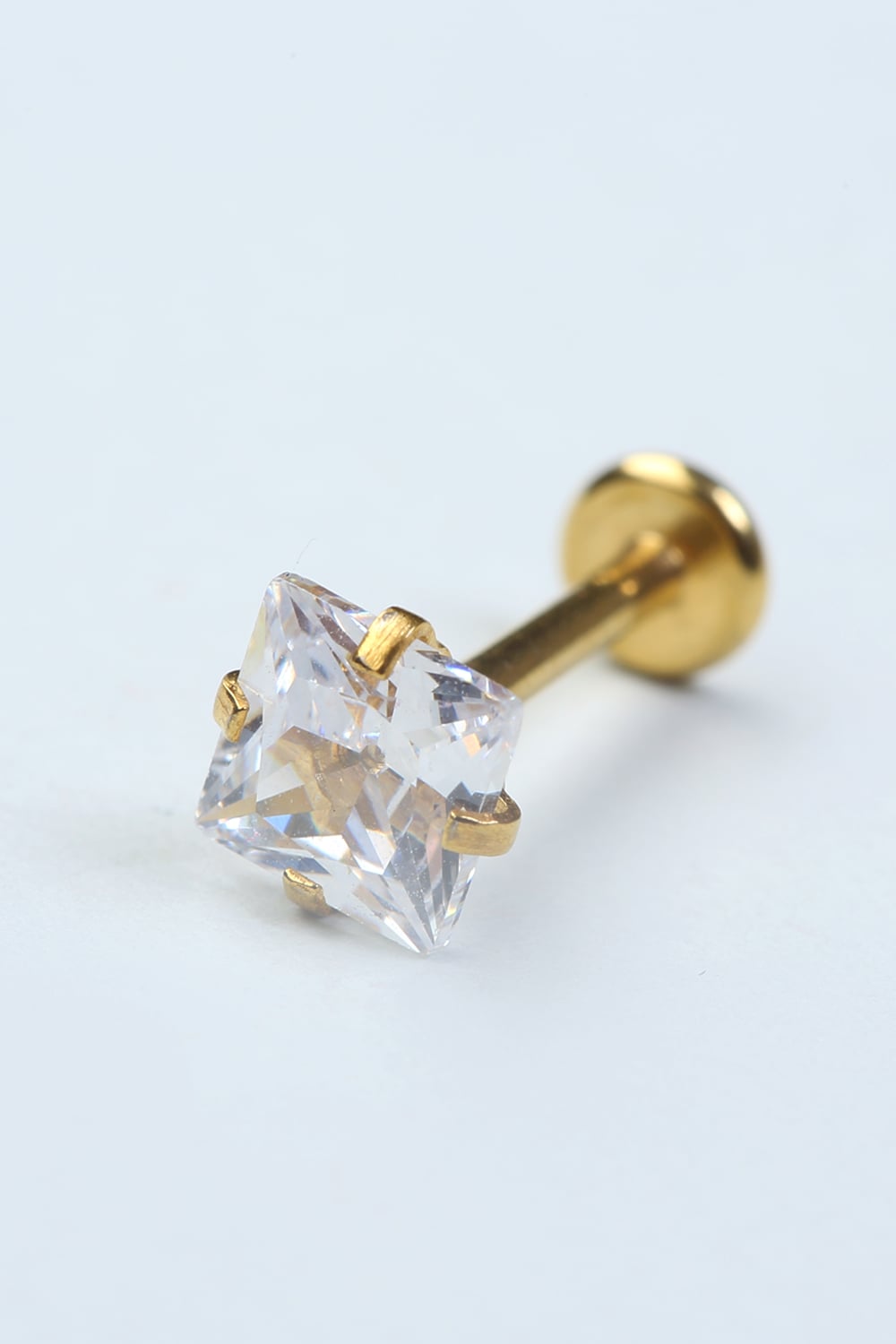 Kare Taş Labret Büyük Boy Gold Piercing