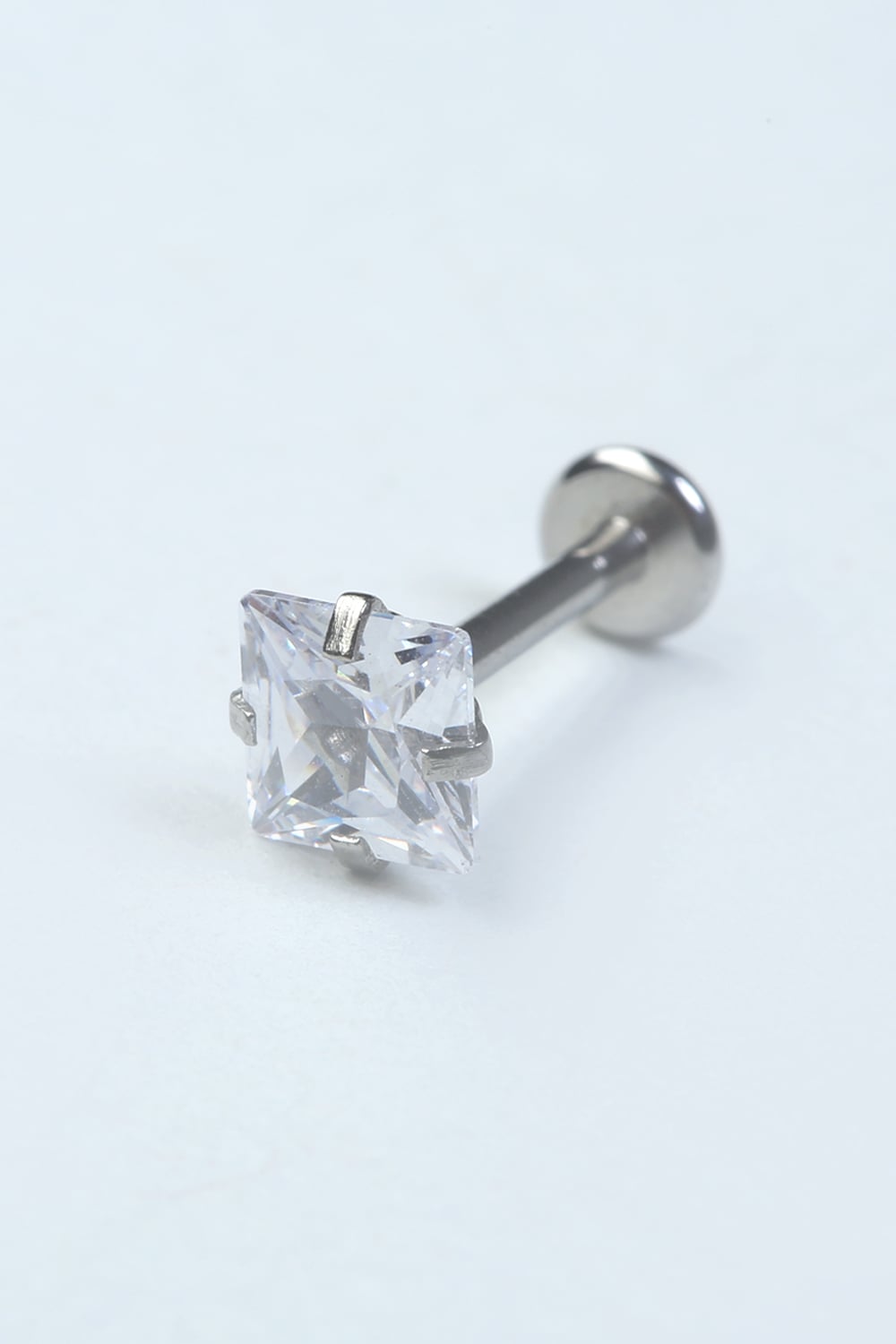 Kare Taş Labret Büyük Boy Silver Piercing