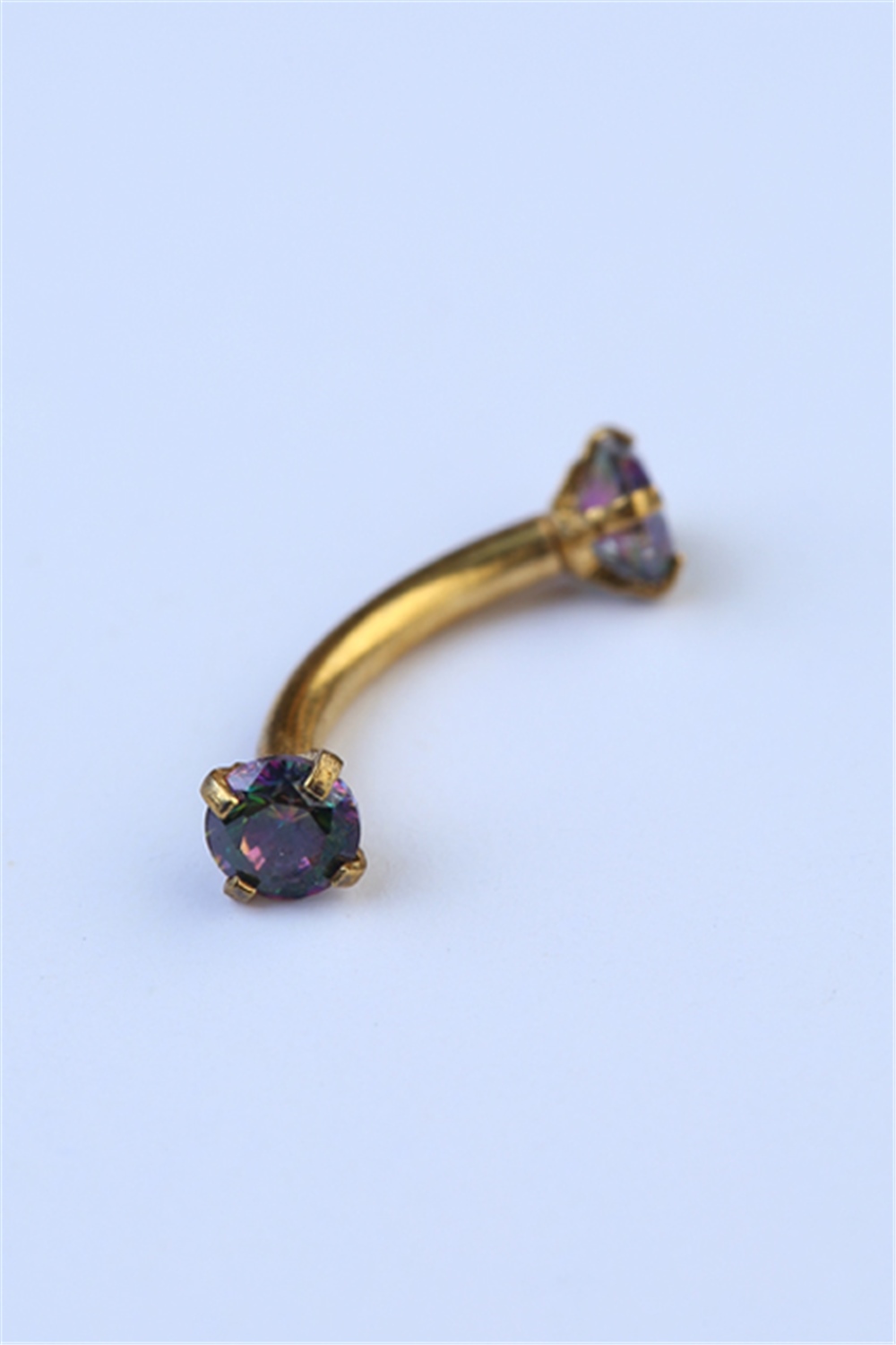Koyu Hologram Taşlı Kaş & Rook Gold Piercing