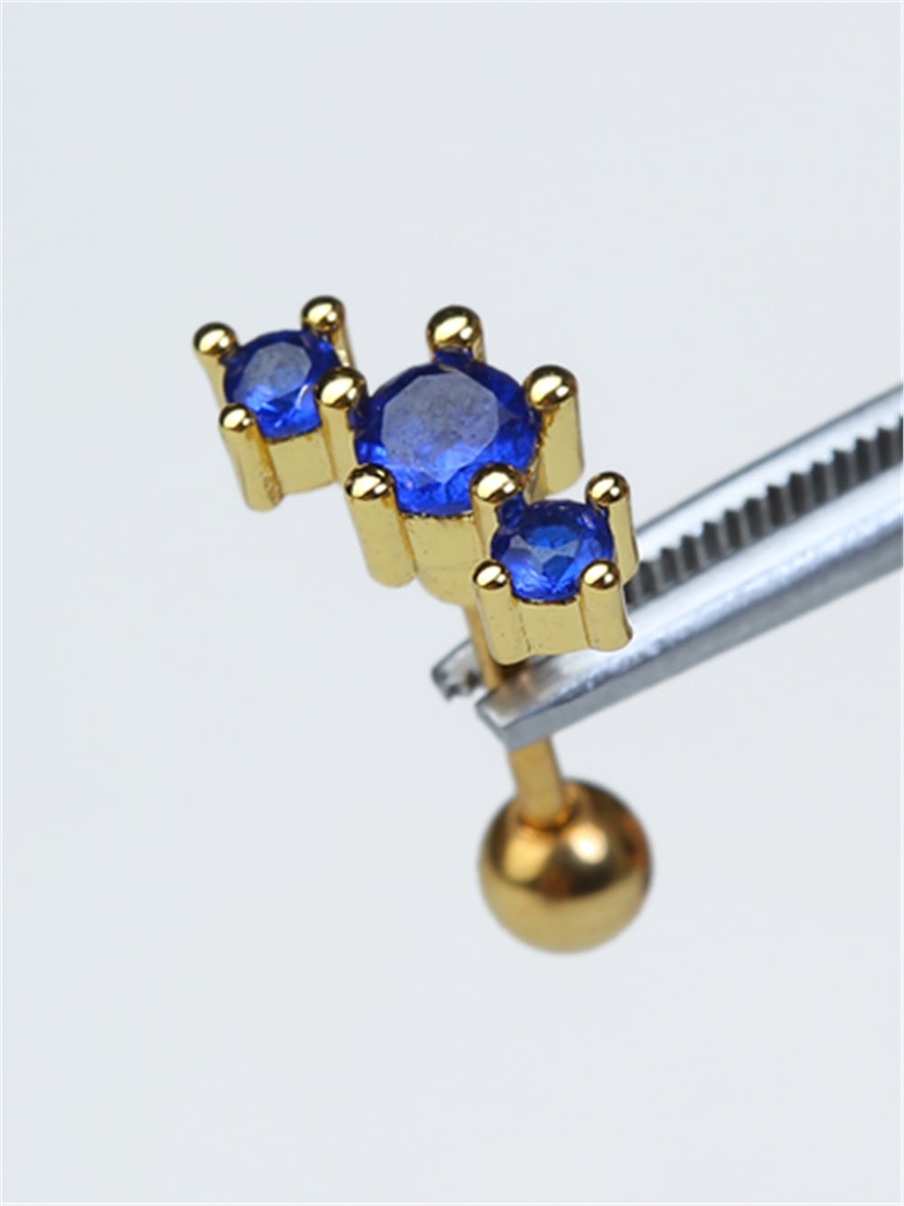 Lacivert Taşlı Ark Gold Piercing