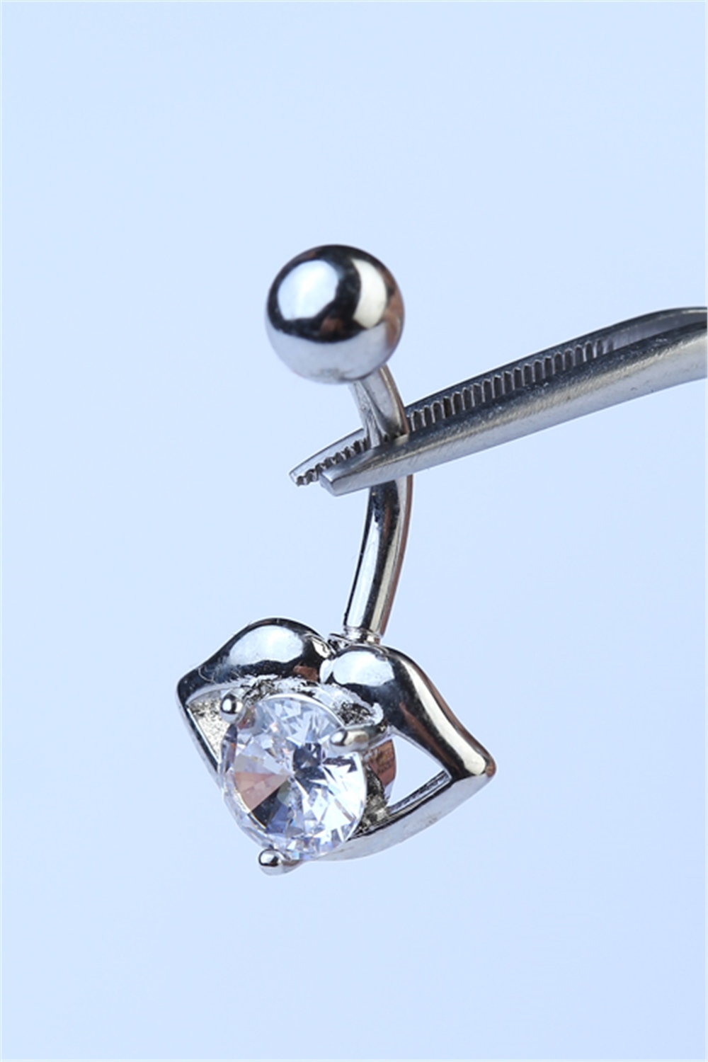 Lips Taşlı Silver Piercing