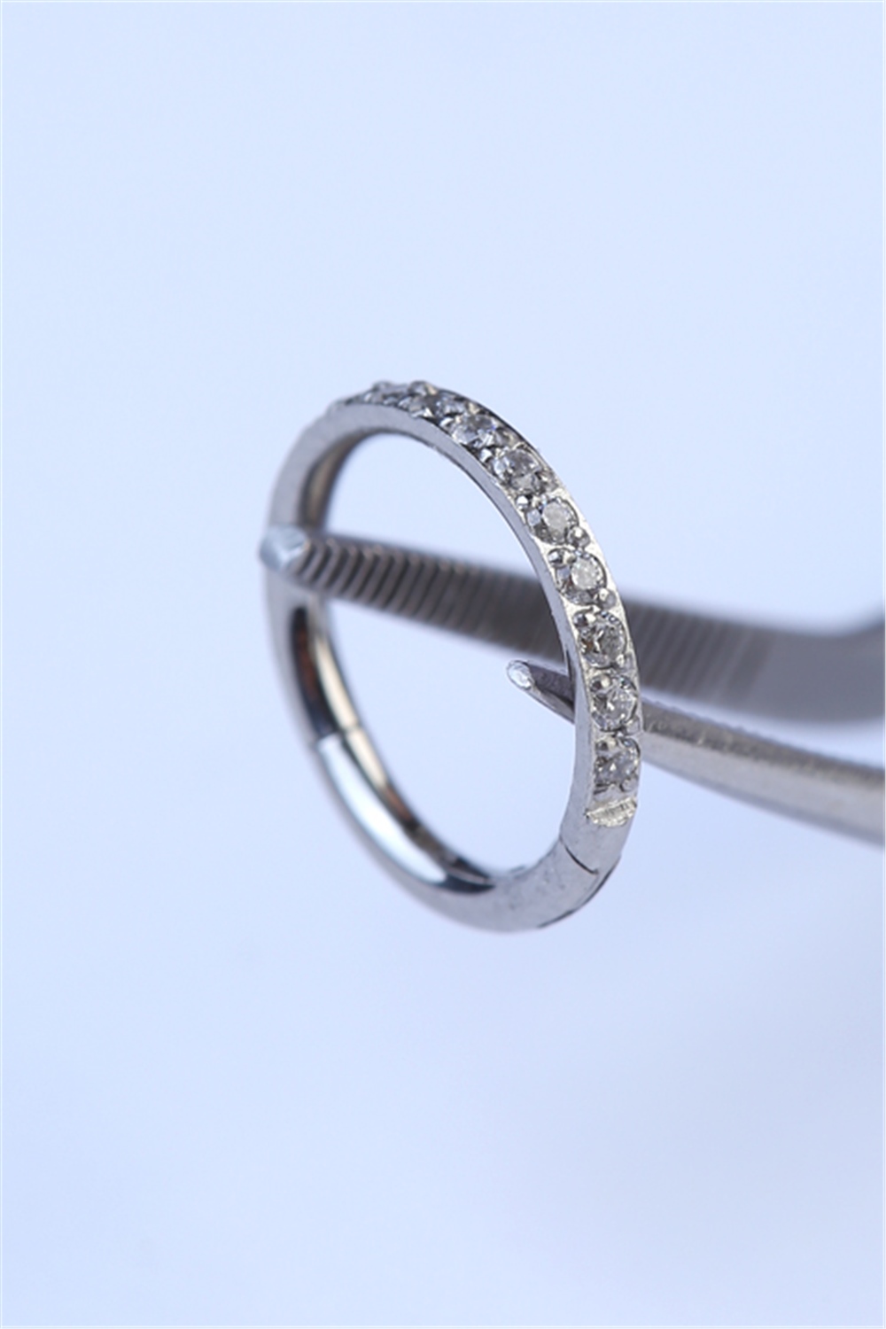 Önü Taşlı Gizli Kilit Halka Küçük Boy Silver Piercing