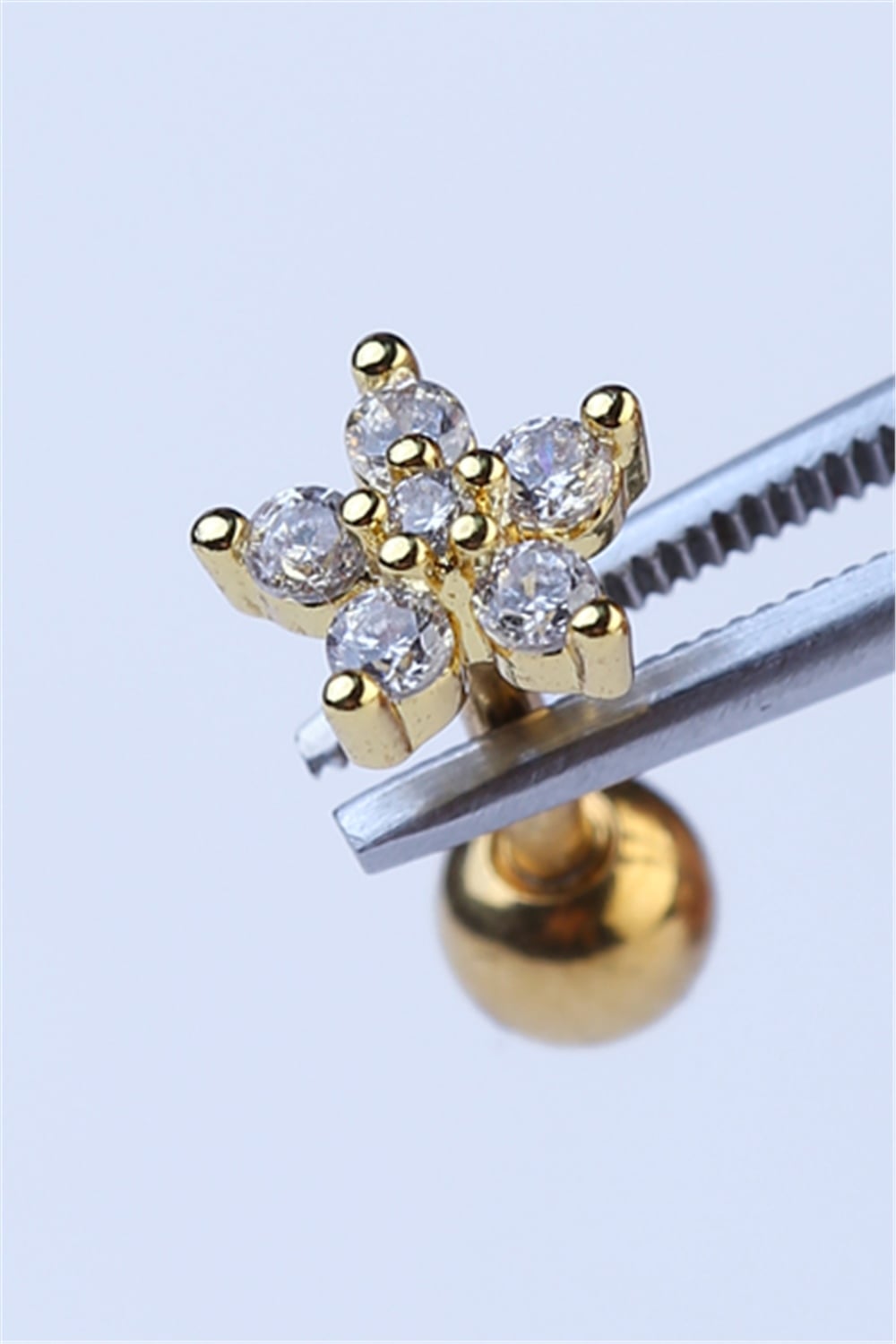 Sabit Yuvarlak Çiçek Gold Piercing