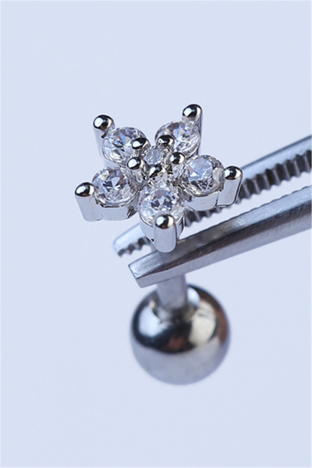 Sabit Yuvarlak Çiçek Silver Piercing