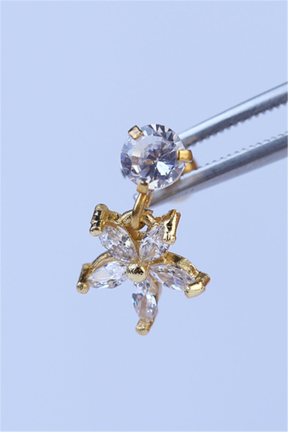 Sallantı Markiz Çiçek Gold Piercing