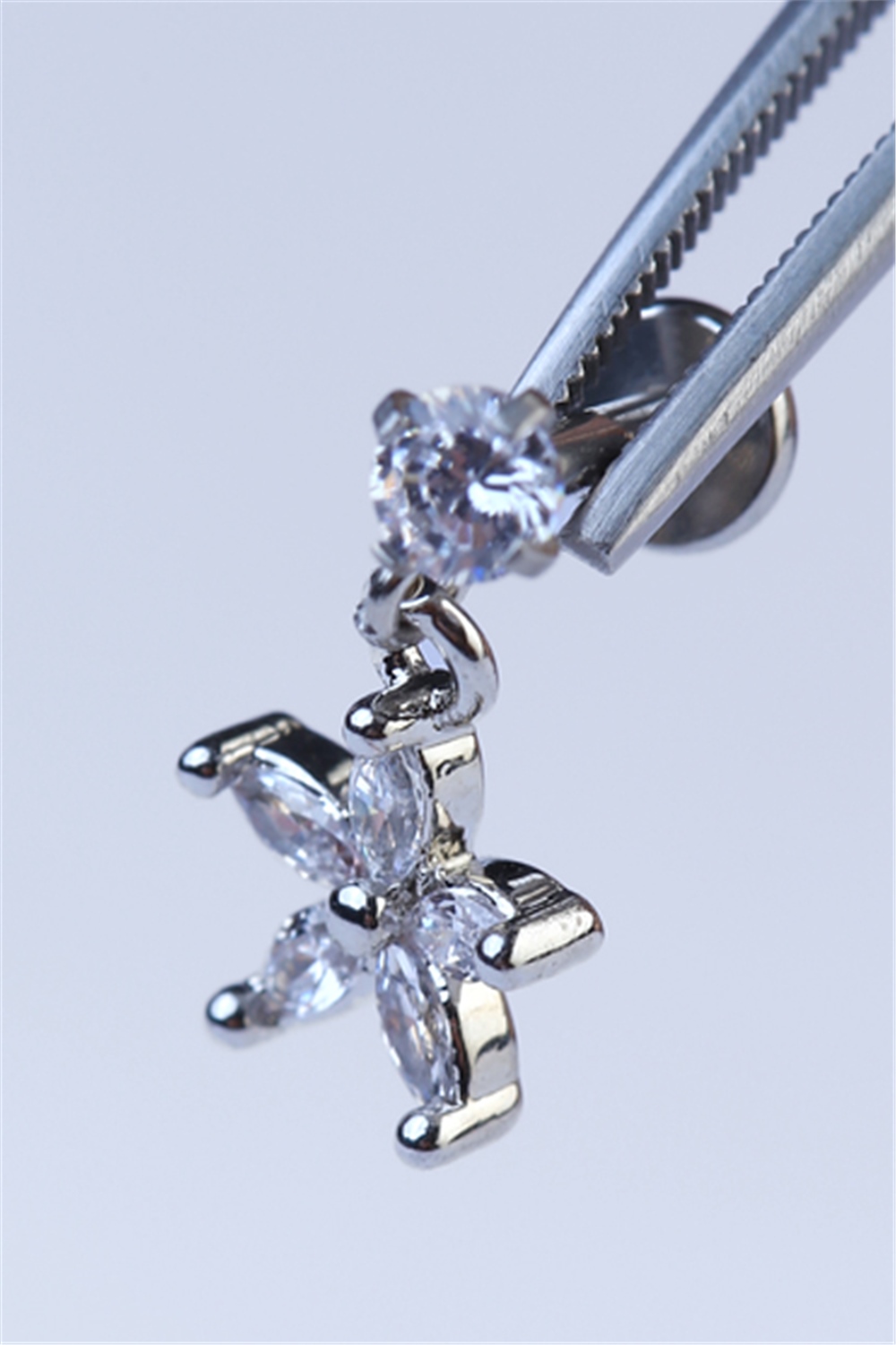 Sallantı Markiz Çiçek Labret Silver Piercing