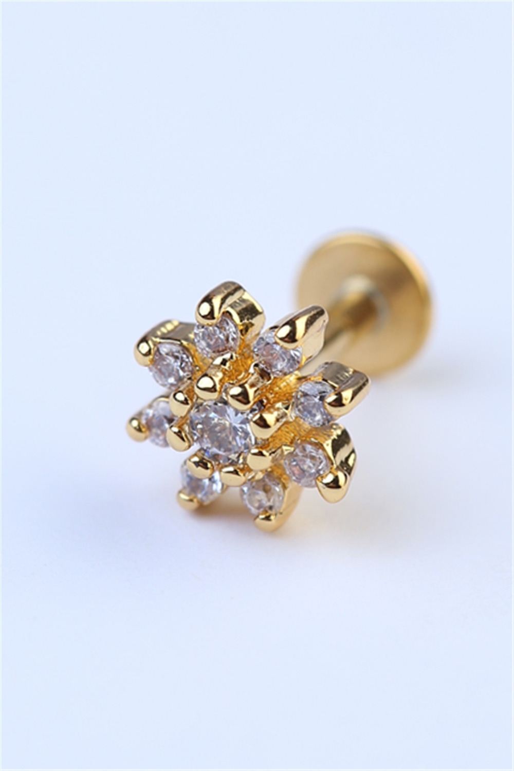 Sekiz Yaprak Çiçek Labret Gold Piercing