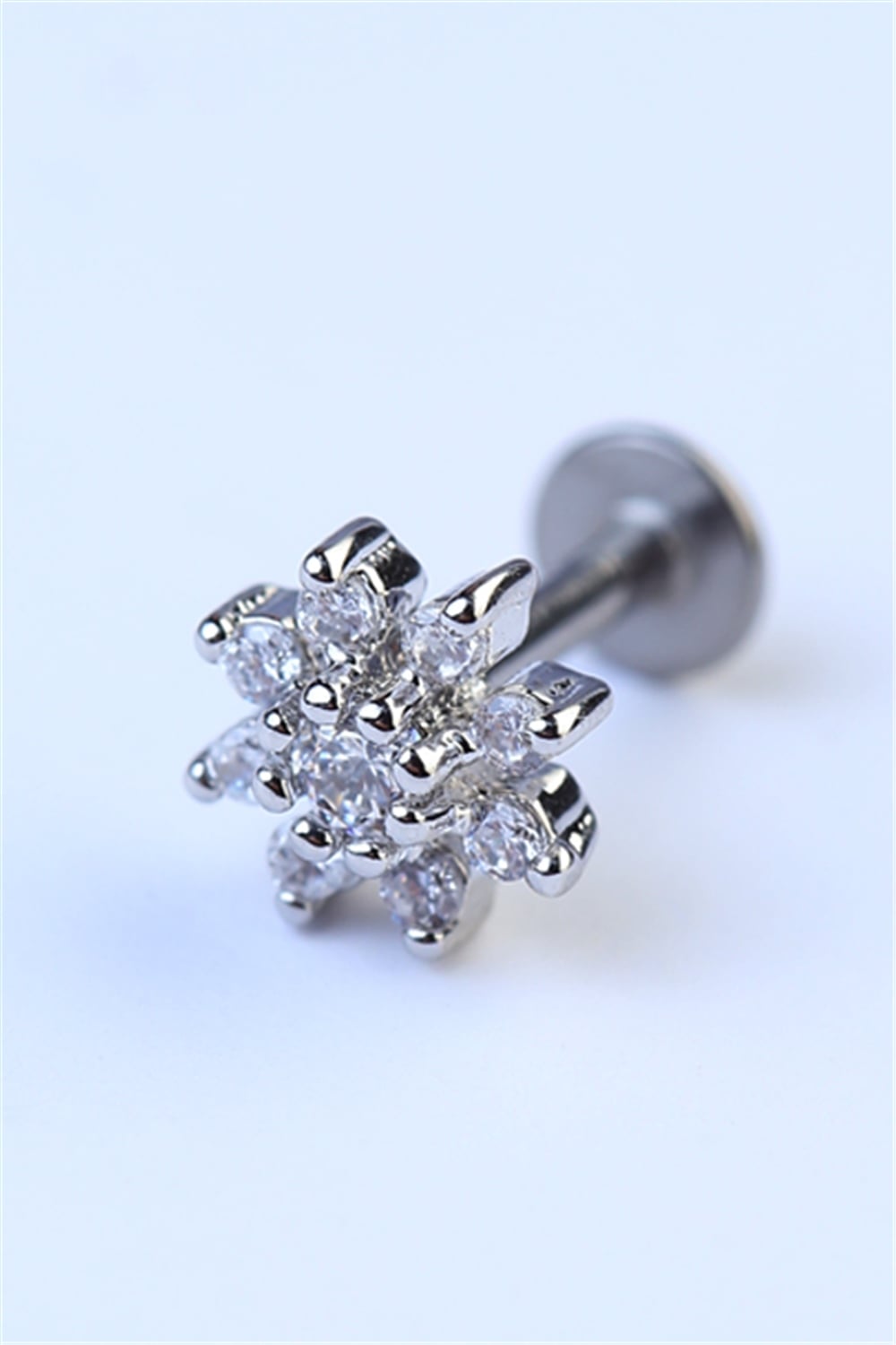 Sekiz Yaprak Çiçek Labret Silver Piercing
