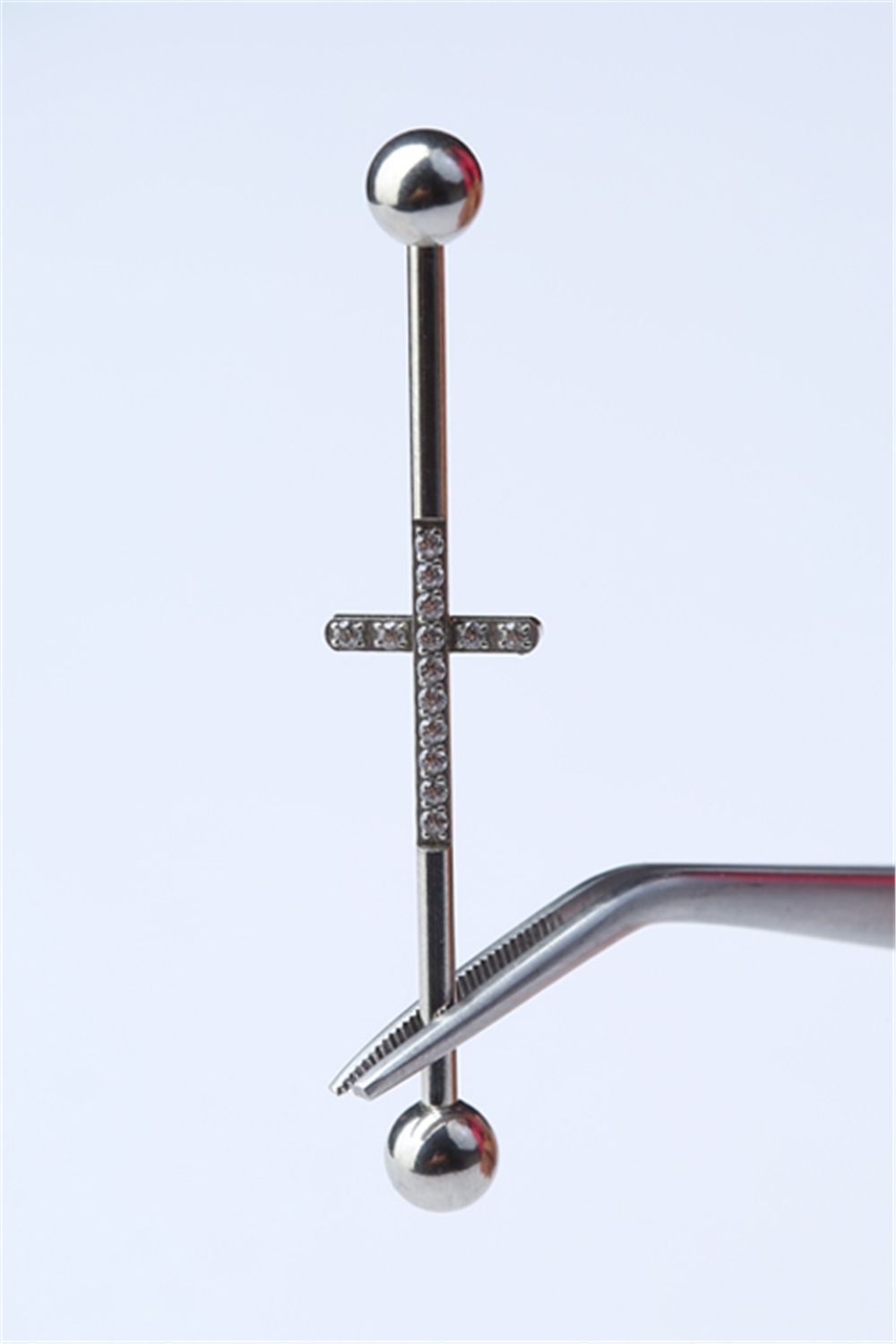 Taşlı Haç Model Köprü Silver Piercing 