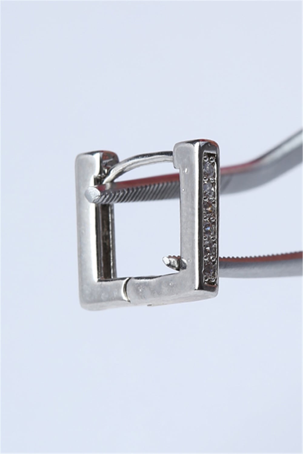 Taşlı Kare (Küpe) Silver Piercing