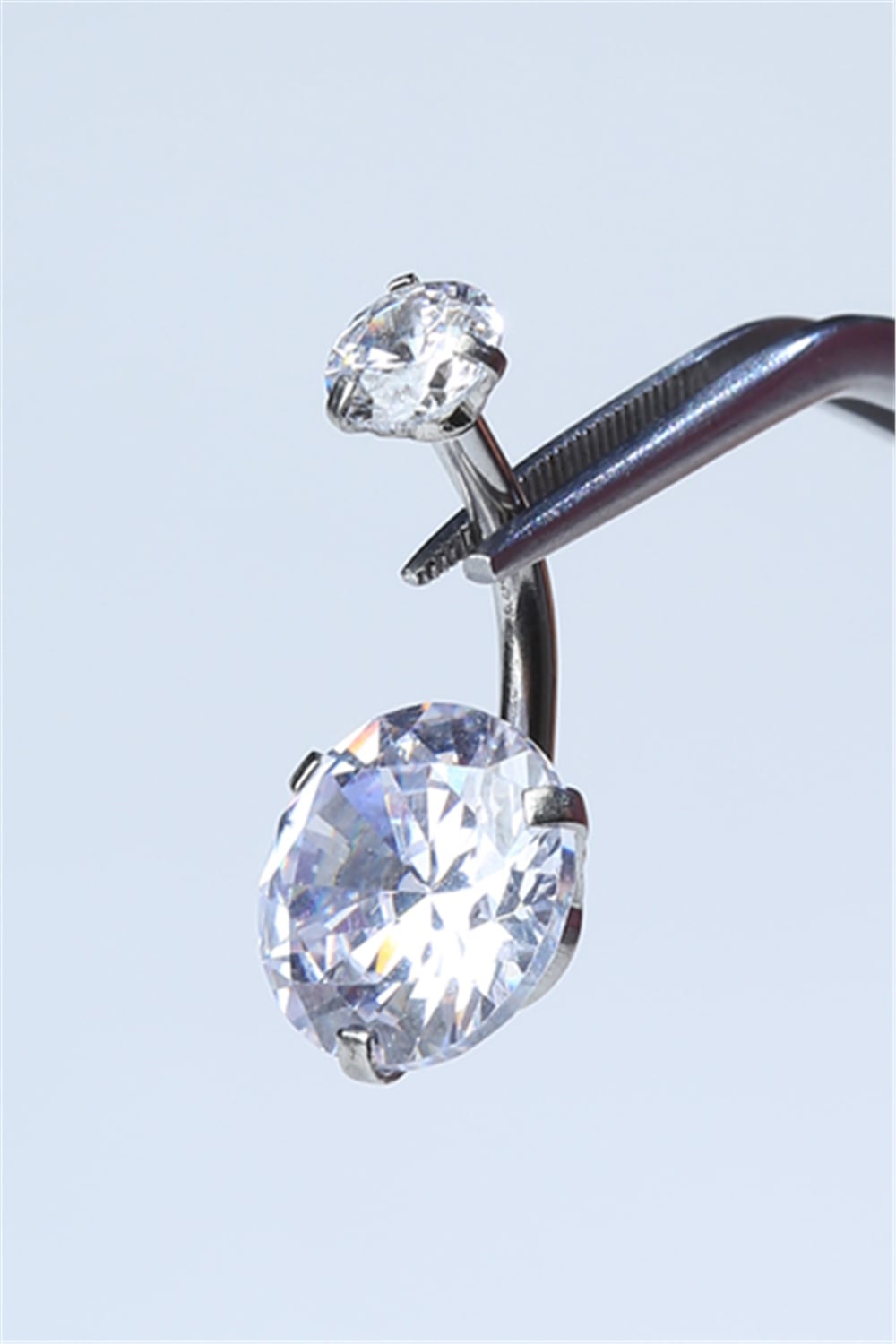 Tek Taş Büyük Boy Göbek Silver Piercing