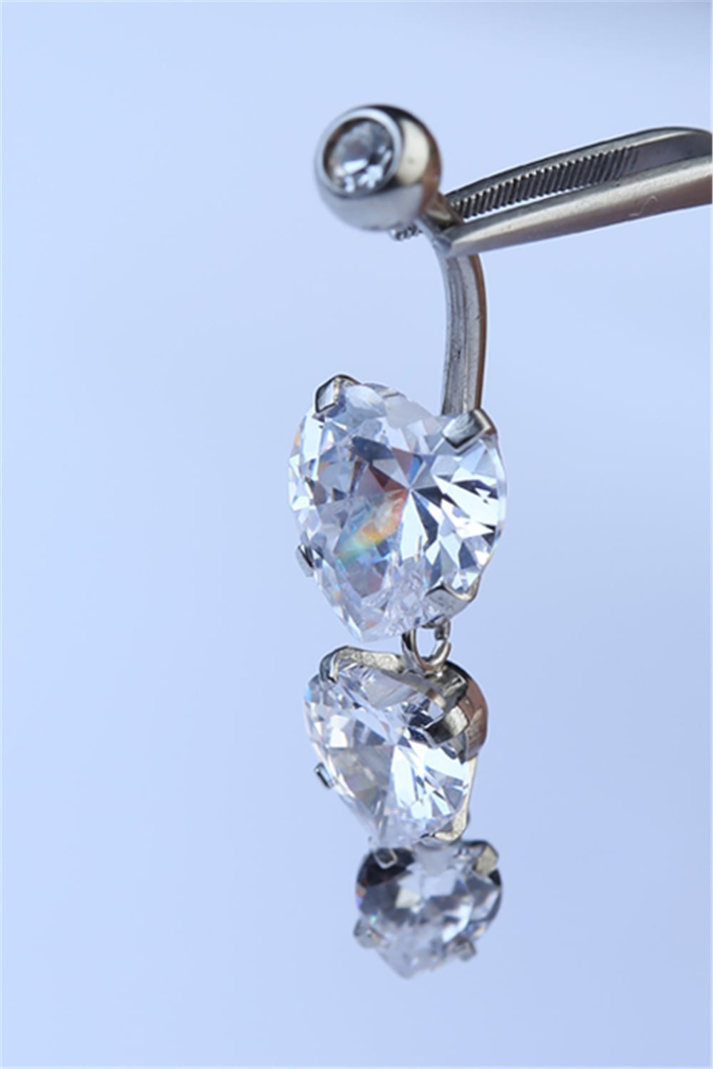 Üç Kalp Sallantı Göbek Silver Piercing