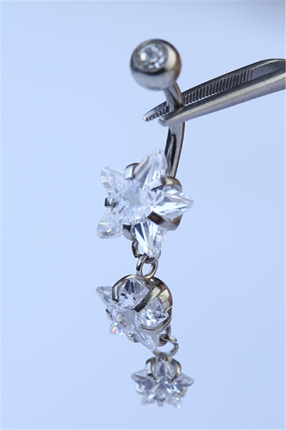 Üç Yıldız Sallantı Göbek Silver Piercing