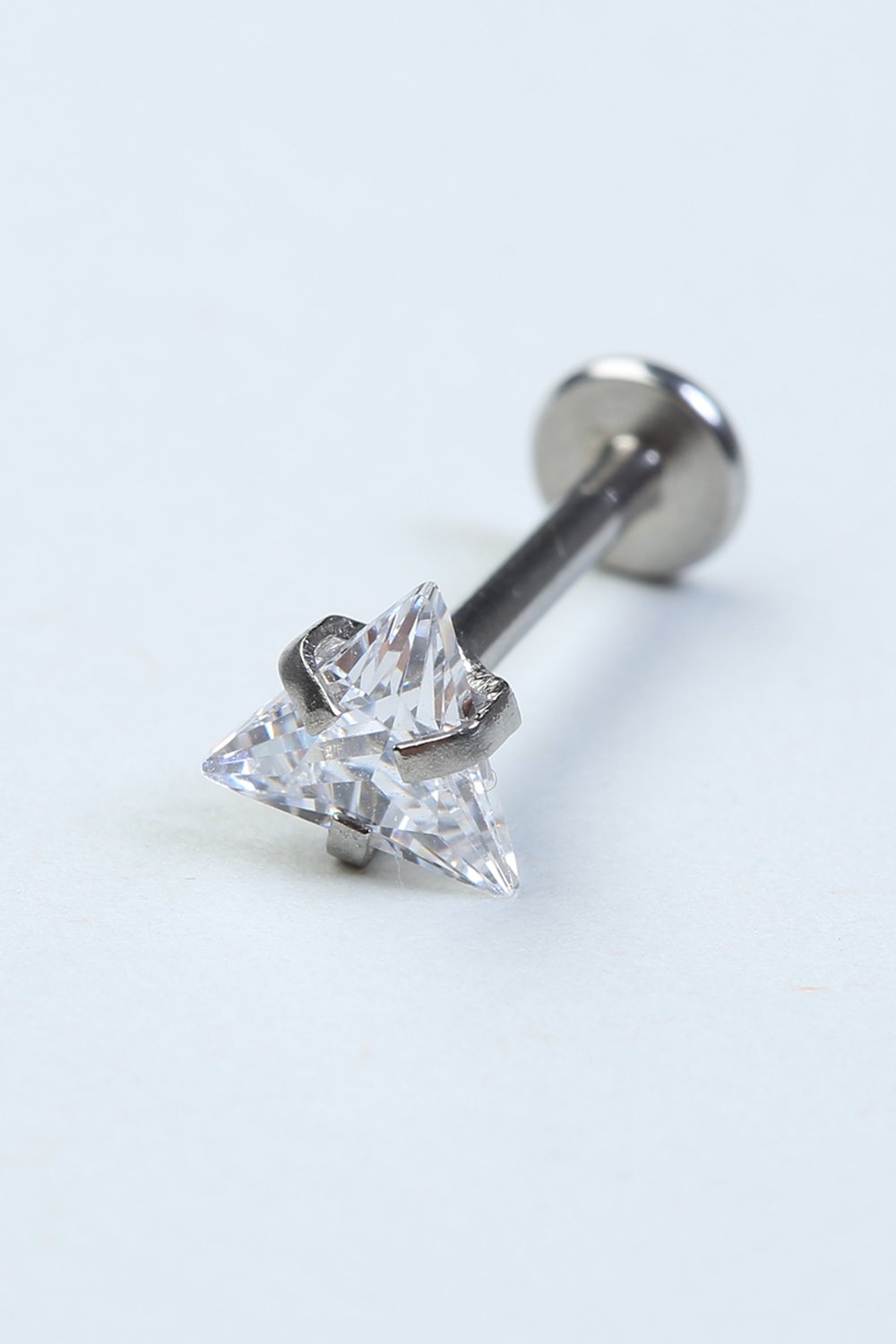 Üçgen Taş Labret Büyük Boy Silver Piercing