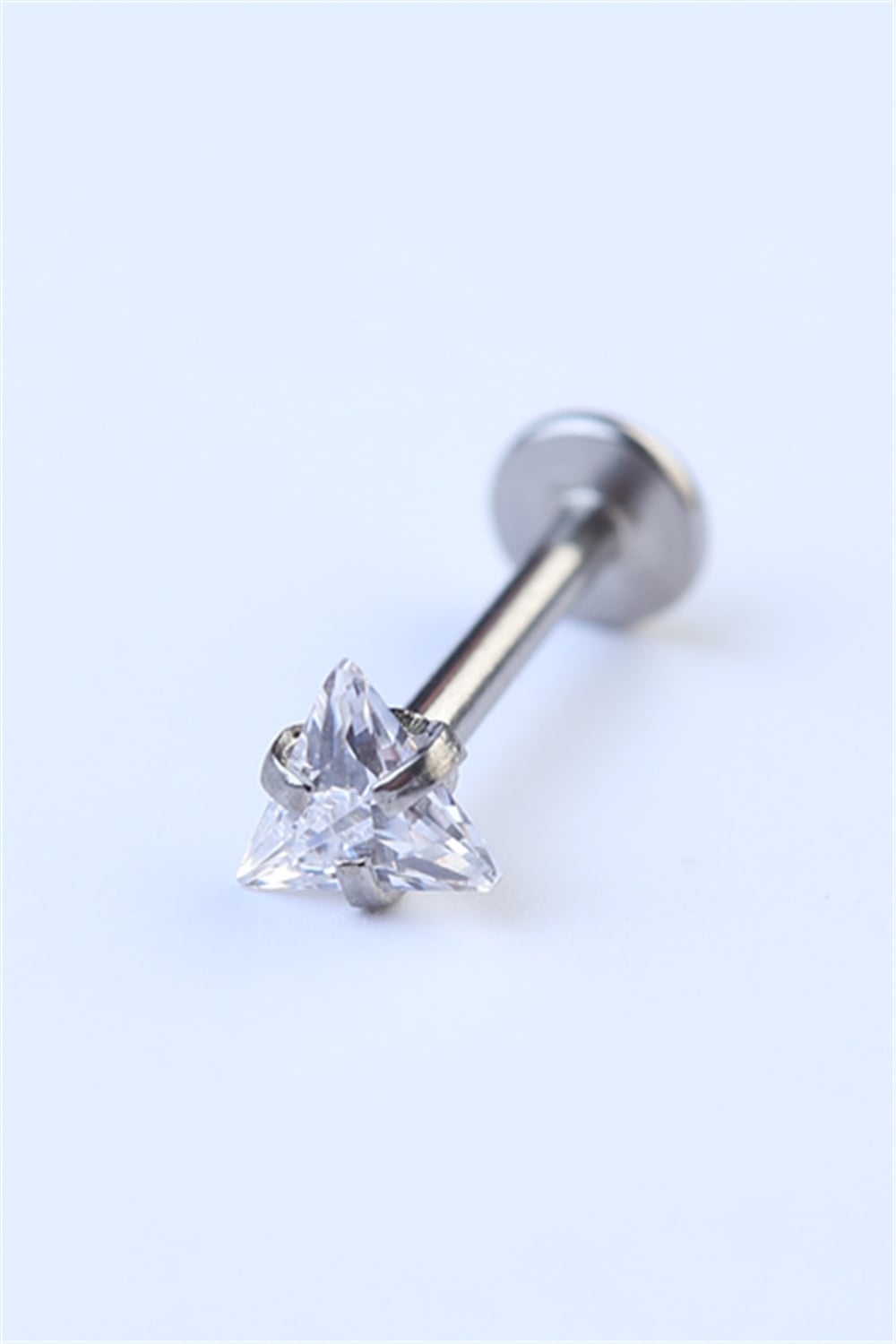 Üçgen Taş Labret Orta Boy Silver Piercing