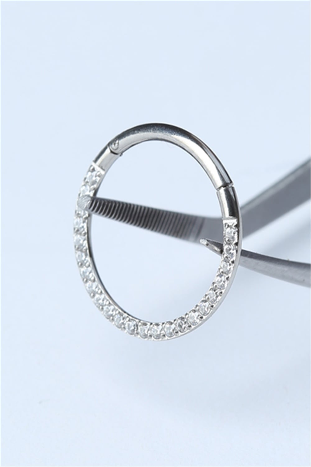 Yanı Taşlı Gizli Kilit Büyük Boy Halka Silver Piercing