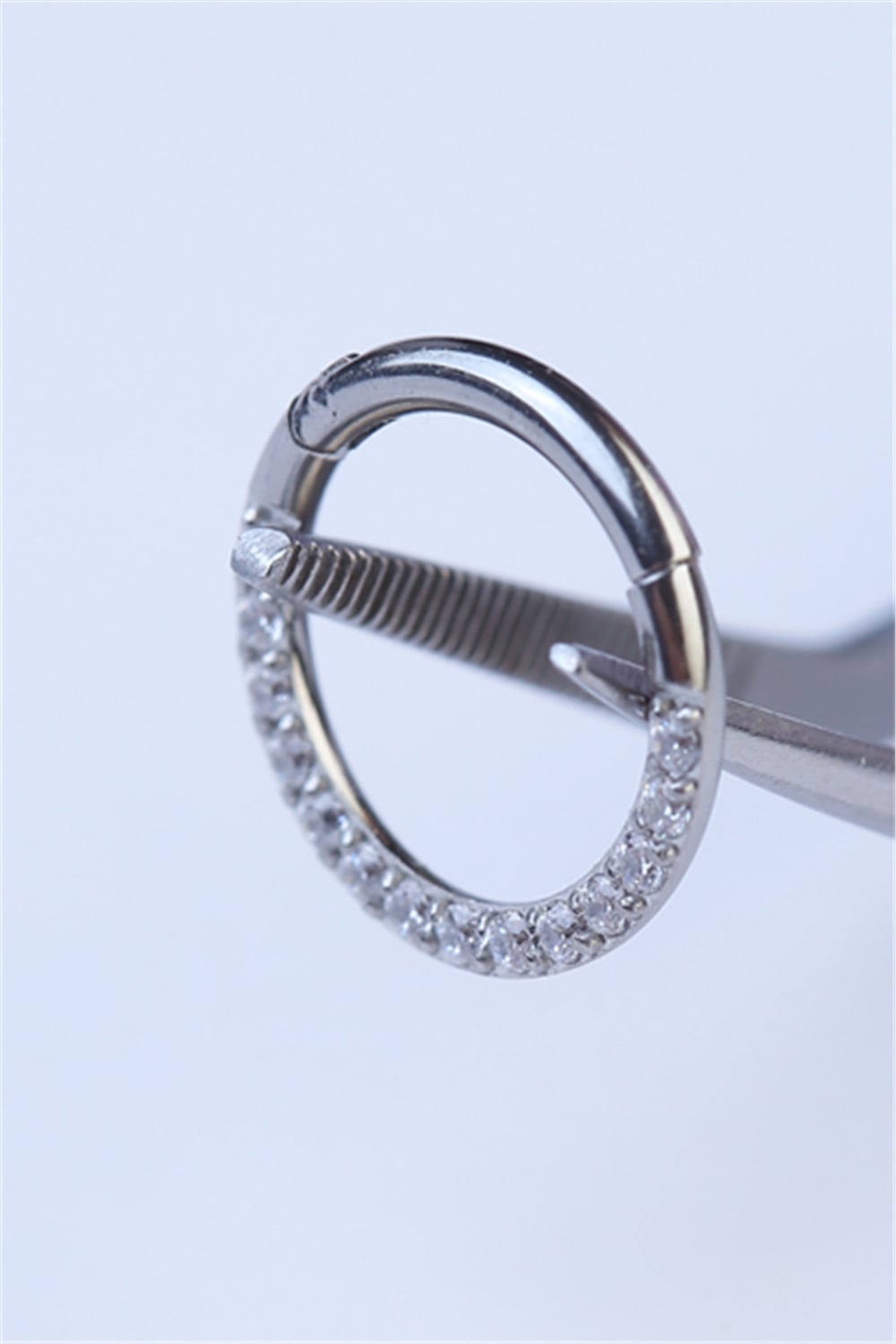 Yanı Taşlı Gizli Kilit Halka Küçük Boy Silver Piercing