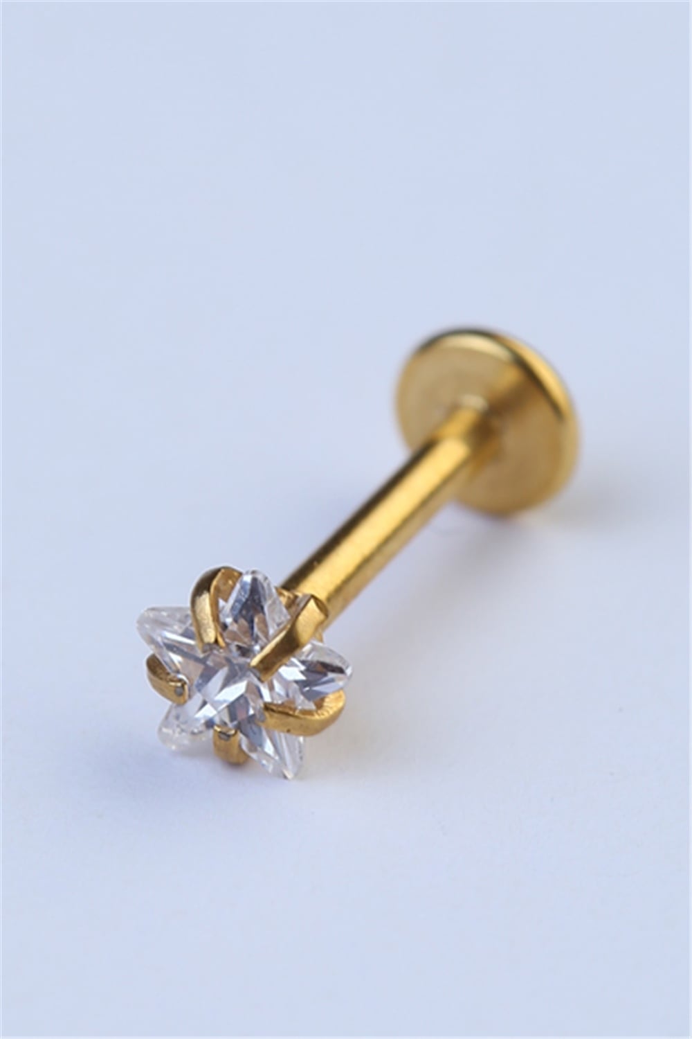 Yıldız Taş Labret Orta Boy Gold Piercing