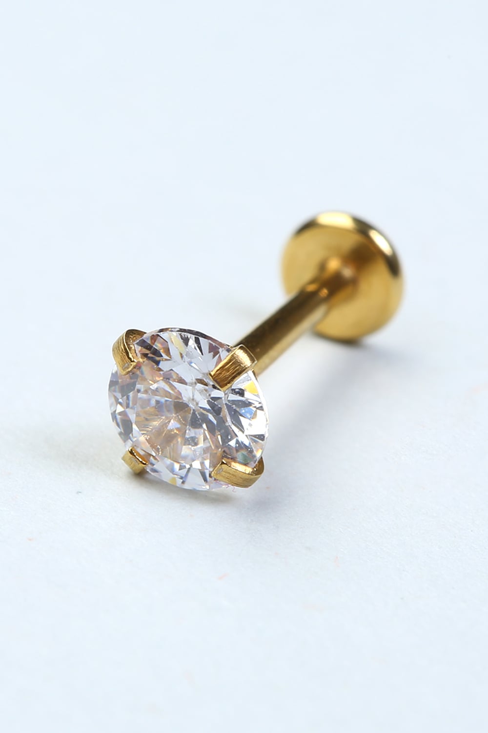 Yuvarlak Taş Labret Büyük Boy Gold Piercing