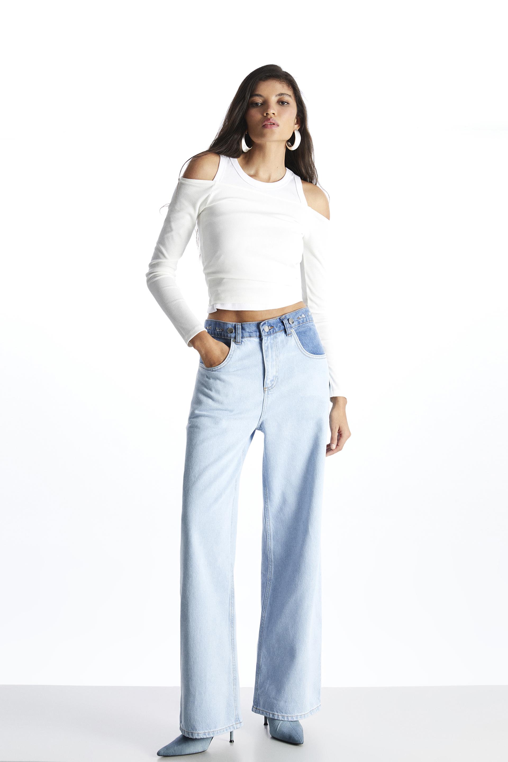 Açık Mavi Wide Leg Relaxed Fit Jean