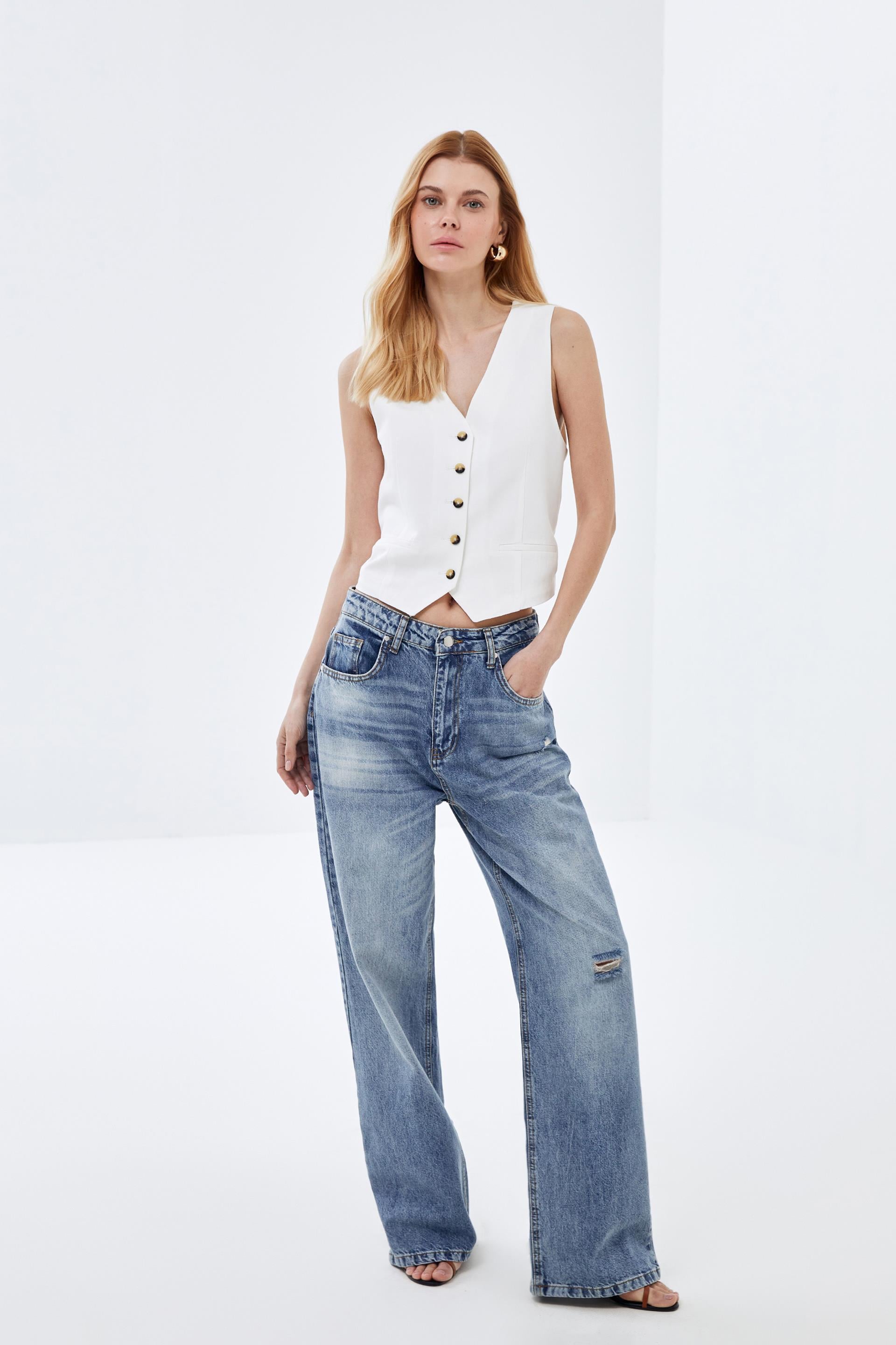 MAVI Düşük Bel Loose Fit Jean Pantolon
