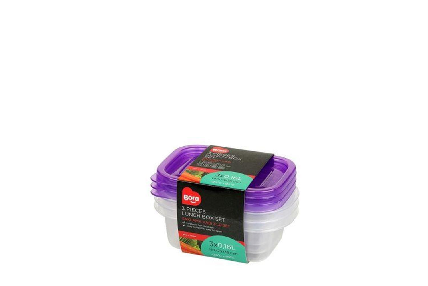 Bora Plastik Saklama Kabı 3'lü Set Mini 160 ml BO540