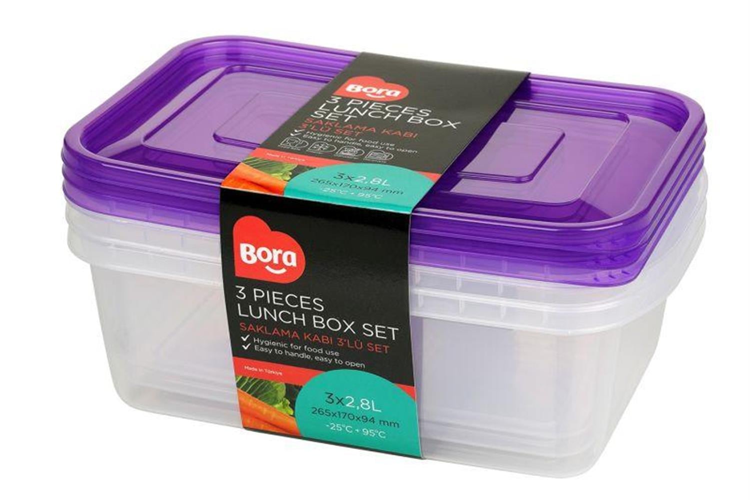 Bora Plastik Saklama Kabı Dikdörtgen 3'lü Set 2,8 Lt BO538