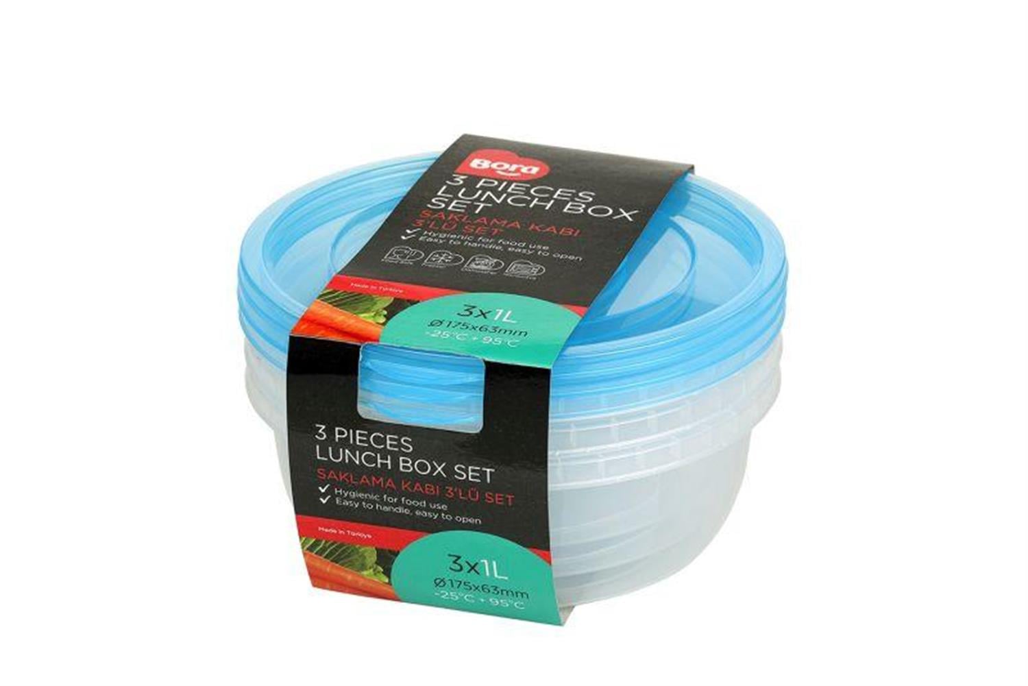 Bora Plastik Saklama Kabı Yuvarlak 3'lü Set 1 Lt BO551