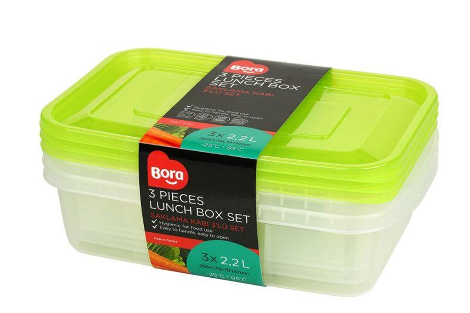 Bora Plastik Saklama Kabı Dikdörtgen 3'lü Set 2,2 Lt BO537