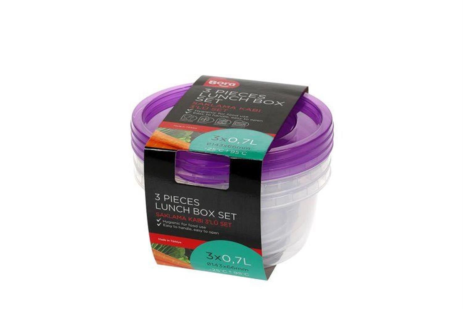 Bora Plastik Saklama Kabı Yuvarlak 3'lü Set 700 ml BO550