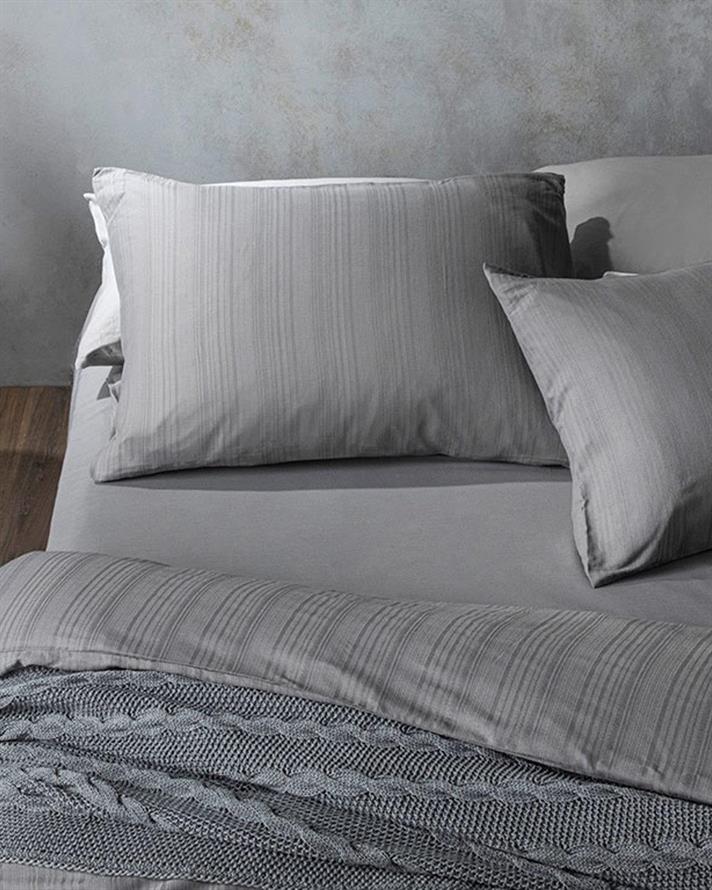  Lenjerie de pat completă, King Size, Aurora, bumbac-viscoză, 240x220 cm/ 180x200 cm/ 50x70 cm, Gri