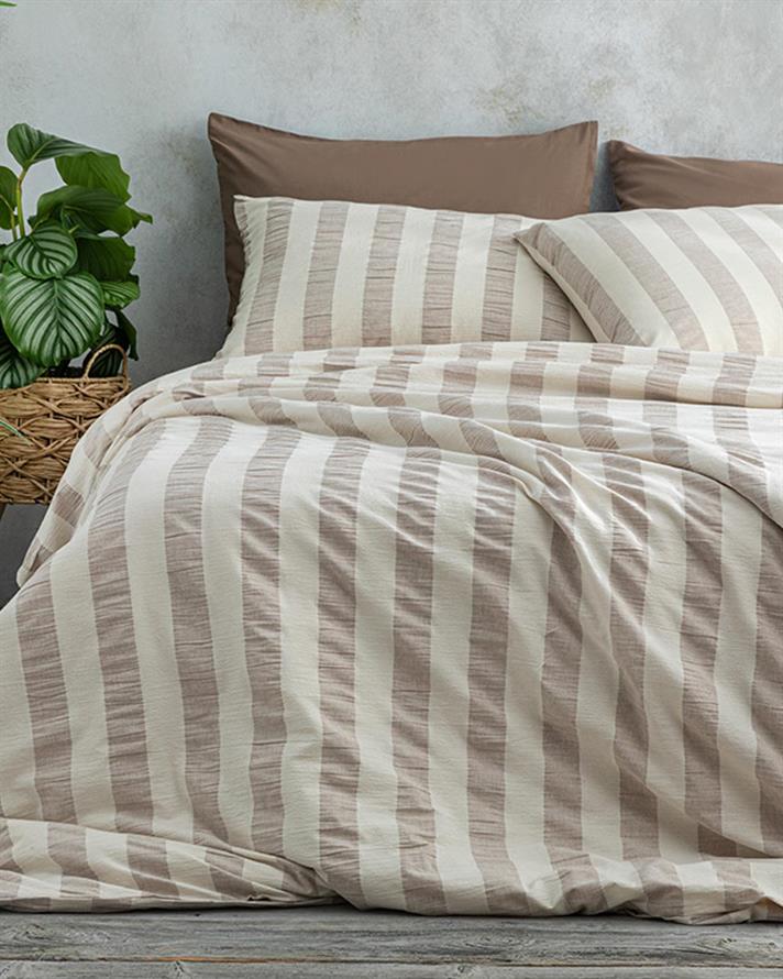  Lenjerie de pat completă, King Size, Billowy, bumbac-poliester, 240x220 cm/ 180X200 cm/ 50X70 cm, bej