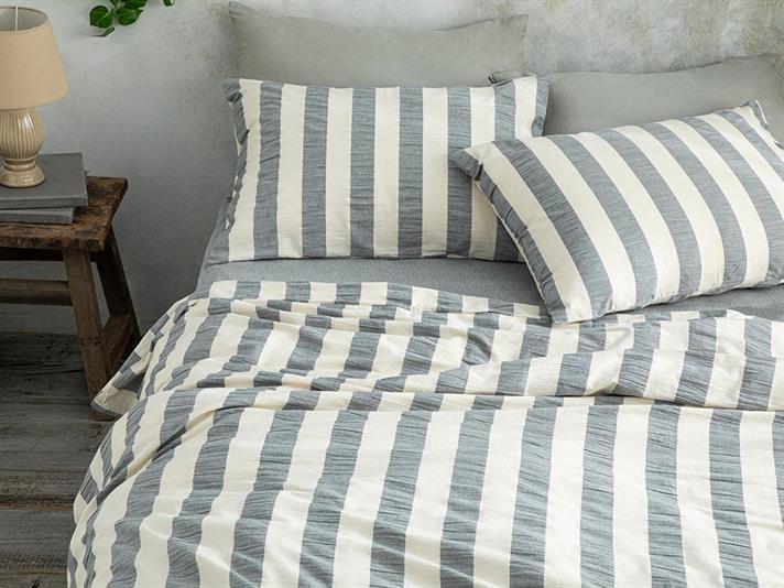  Lenjerie de pat completă, King Size, Billowy, bumbac-poliester, 240x220 cm/ 180X200 cm/ 50X70 cm, Albastru închis