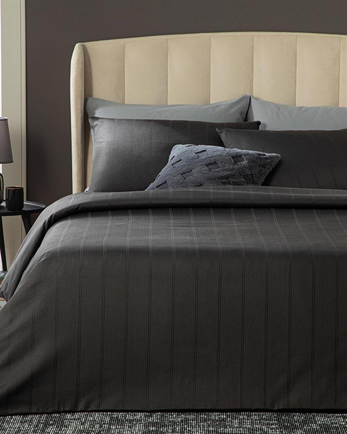  Lenjerie de pat completă, King Size, Listra, bumbac, 240x220 cm/ 180X200 cm/ 50X70 cm, Antracit
