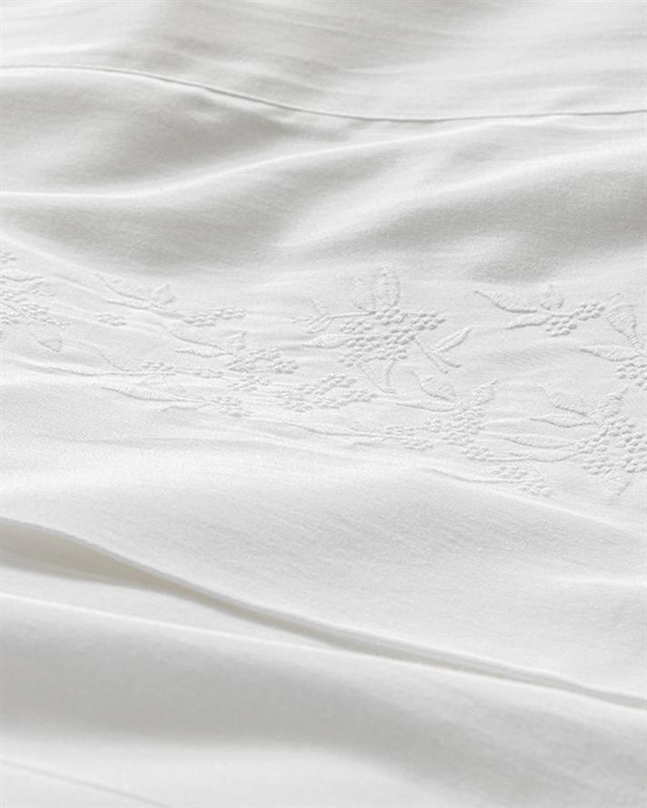  Lenjerie de pat completă, pentru două persoane, laur,Bumbac satinat cu broderie, 200x220 cm, Alb
