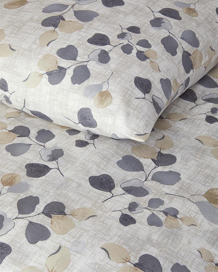  Lenjerie de pat completă, pentru două persoane, Textured Ivy, bumbac, 200x220 cm/ 160x200 cm/ 50x70 cm, gri-bej