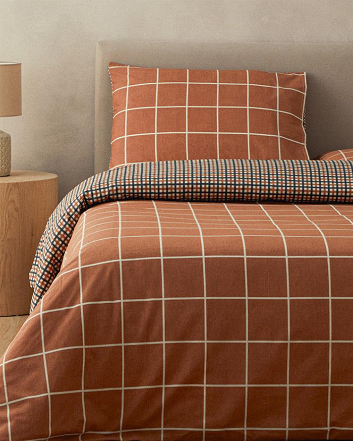  Lenjerie de pat completă, pentru două persoane, Windsor,Bumbac-poliester, 200x220 cm/ 180x200 cm/ 50x70 cm, Terracotta