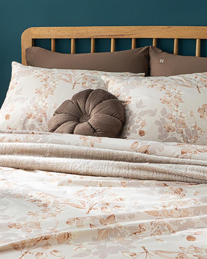  Lenjerie de pat completă, pentru două persoane, Pure Magnolia,polibumbac, 200x220/240x260/50x70 cm, Terracotta