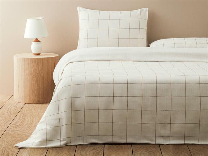  Lenjerie de pat completă, pentru două persoane, Graph, bumbac-viscoză-Poliester, 200x220 cm/ 160x200 cm/ 50x70 cm , Bej