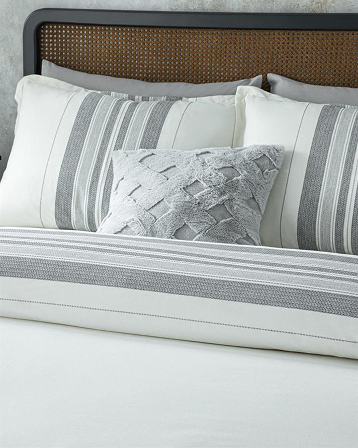  Lenjerie de pat completă, pentru două persoane, Grand, bumbac-viscoză-Poliester, 200x220 cm/ 160x200 cm/ 50x70 cm, gri