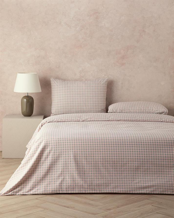  Lenjerie de pat completă, pentru două persoane, Daisy Cell, bumbac, 200x220 cm/ 160x200 cm/ 50x70 cm, Cărămiziu