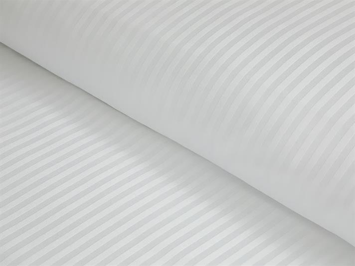  Lenjerie de pat completă, pentru două persoane, Deluxe, bumbac satinat cu dungi jacquard, 200x220 Cm, alb