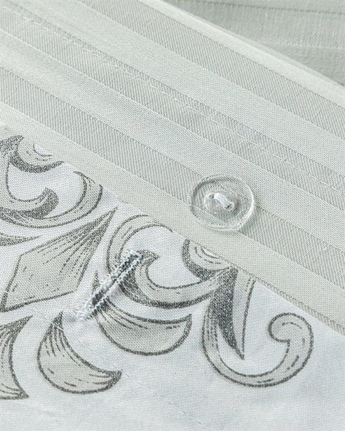  Lenjerie de pat completă, pentru două persoane, Elegant Crown, bumbac satinat, 200x220 Cm, alb-gri